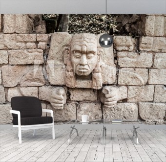 Picture of Sculpture at the archaeological site Copan Honduras